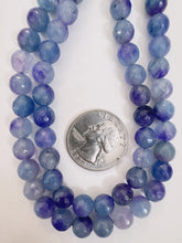 dark pale blue purple enhanced quartz, 8mm faceted round, 15" strand, sold per strand