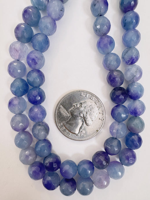 dark pale blue purple enhanced quartz, 8mm faceted round, 15
