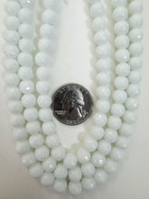 very light yellow aqua blue enhanced quartz, 8mm faceted round, 15" strand, sold per strand