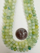 lime green electric teal blue color enhanced quartz, 6mm round, 15" strand, sold per strand
