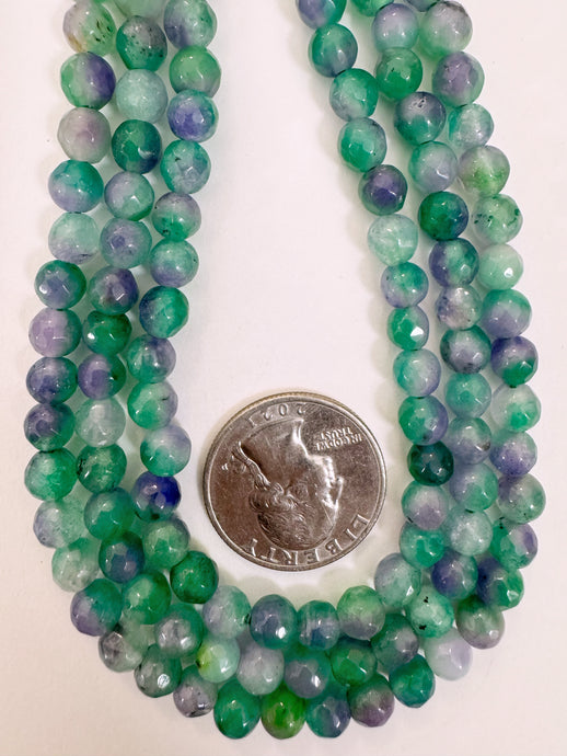 green grape purple color enhanced quartz, 6mm faceted round, 15
