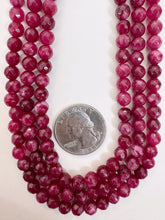 dark ruby red enhanced quartz, 6mm faceted round, 15" strand, sold per strand