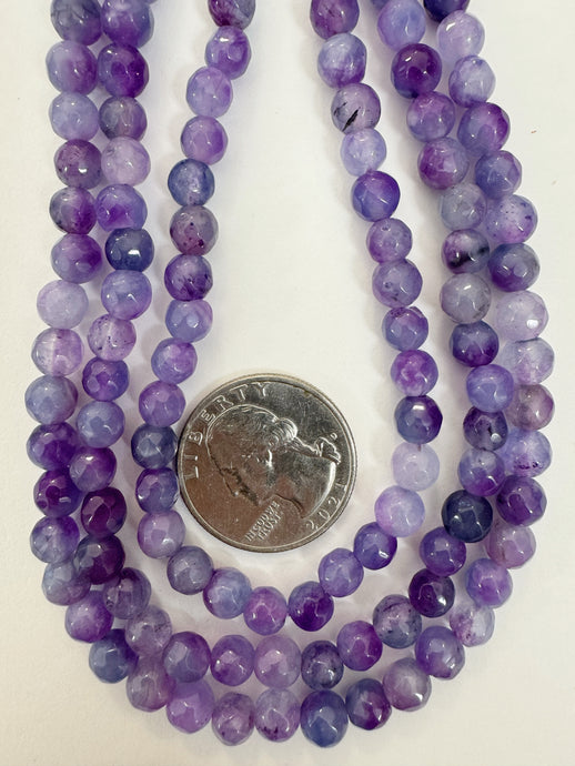 dark pale grape purple blue purple enhanced quartz, 6mm faceted round, 15