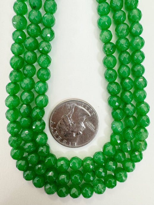 bright green enhanced quartz, 6mm faceted round, 15