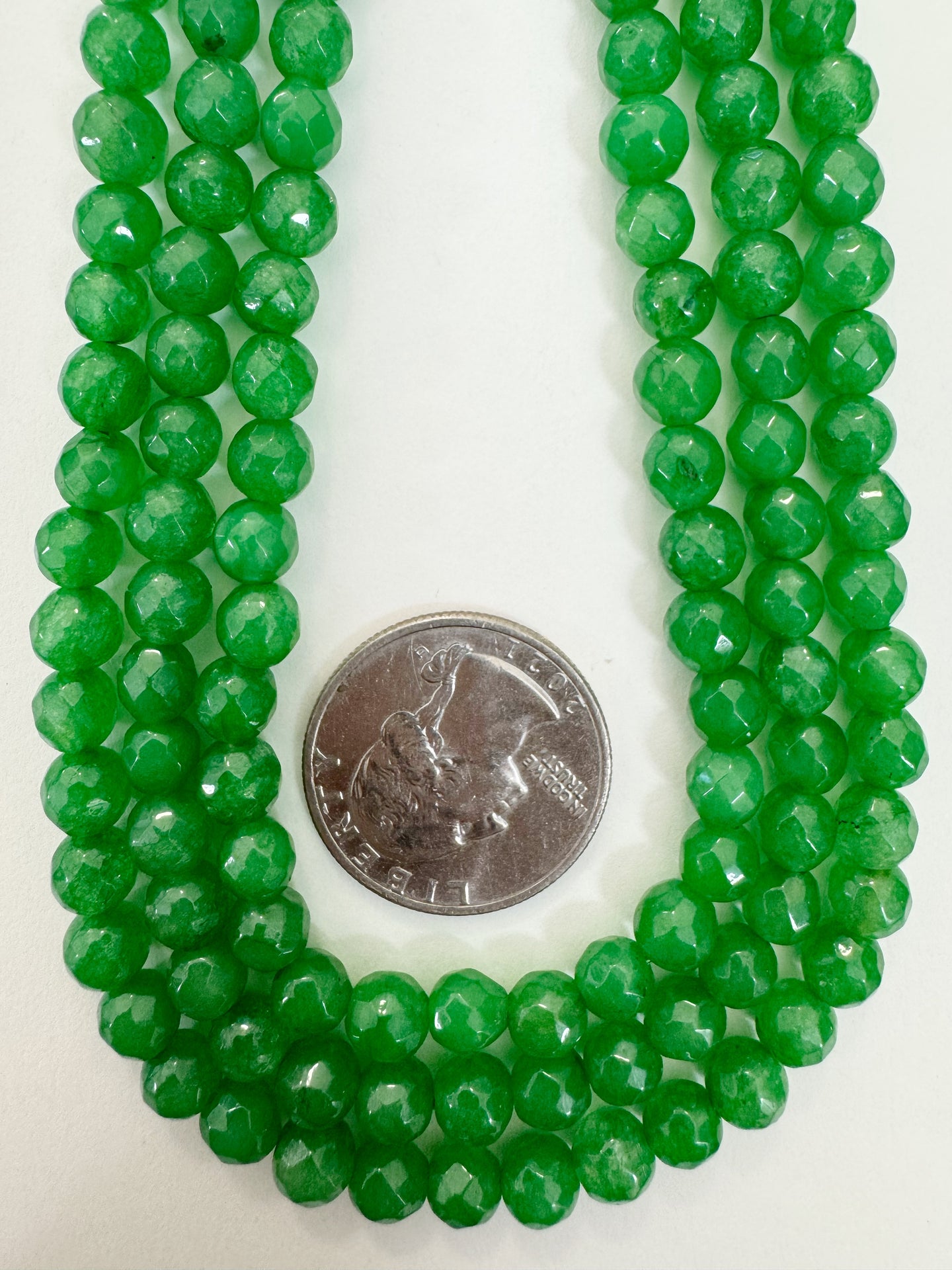 bright green enhanced quartz, 6mm faceted round, 15