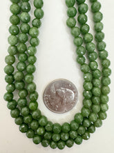 dark pale green enhanced quartz, 6mm faceted round, 15" strand, sold per strand