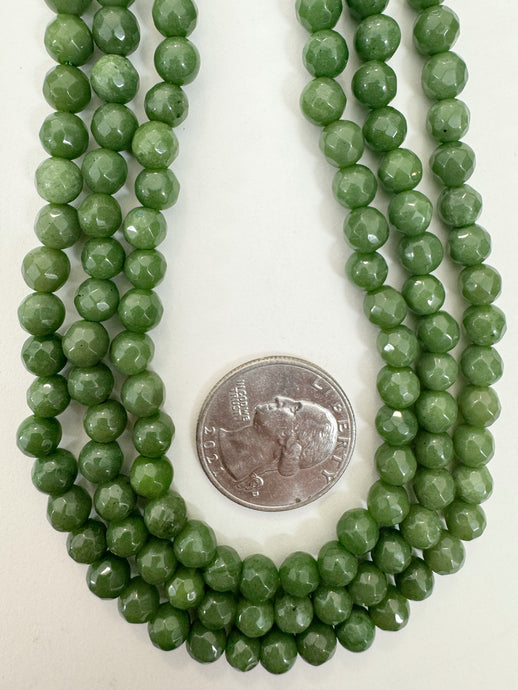 dark pale green enhanced quartz, 6mm faceted round, 15