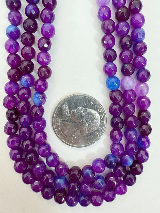 grape purple blue enhanced quartz, 6mm faceted round, 15