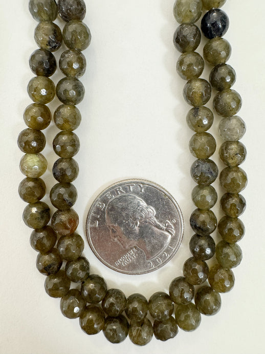green labradorite, 6mm faceted round, 15