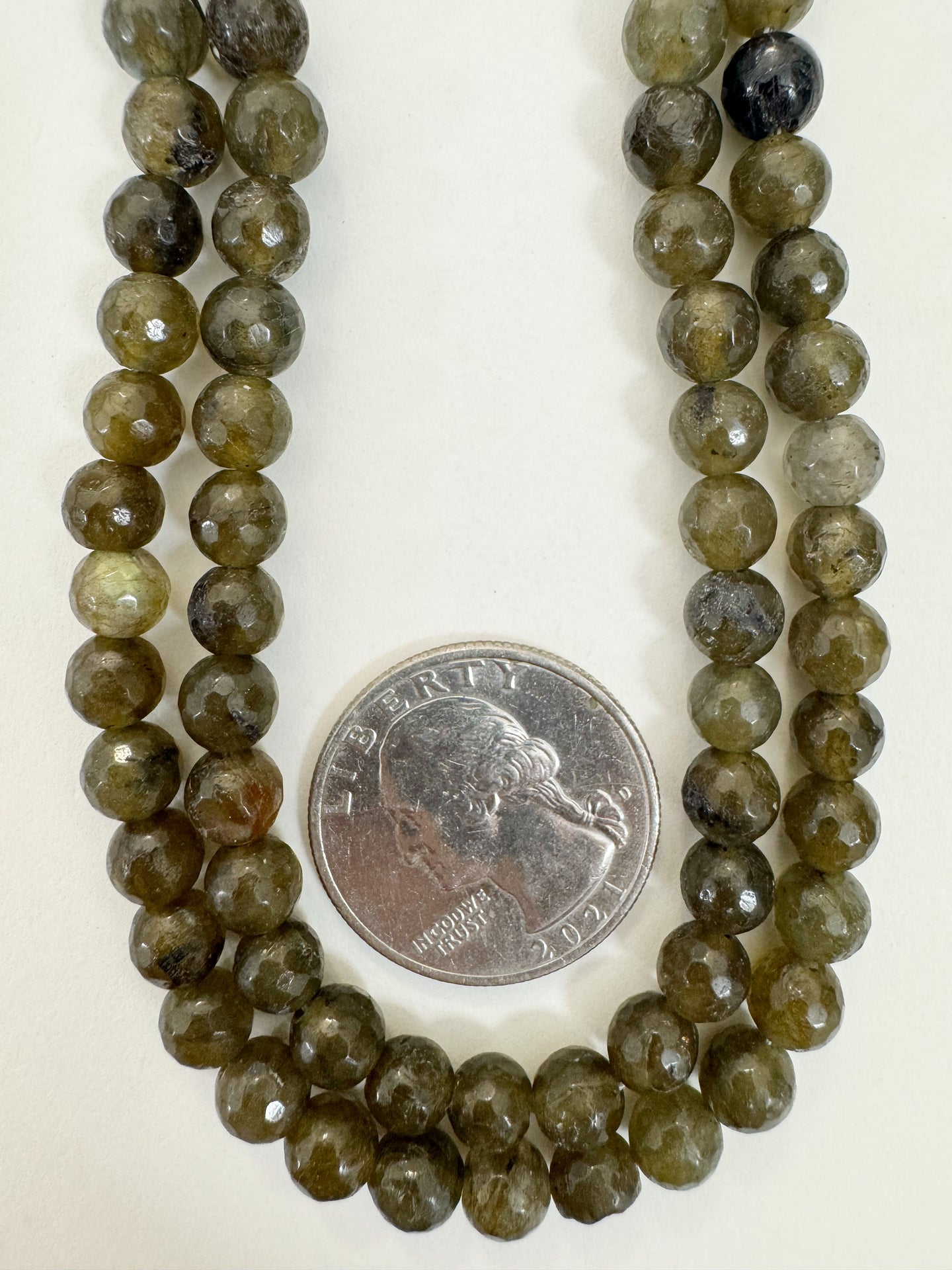 green labradorite, 6mm faceted round, 15