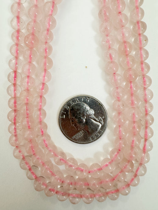 rose quartz, 6mm round, 15