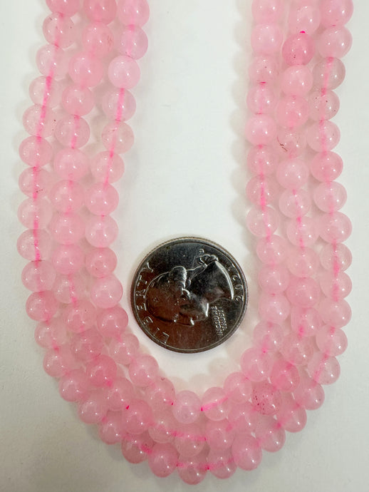 color enhanced rose quartz, 6mm faceted round, 15