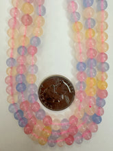 pastel pink blue yellow color enhanced quartz, 6mm round, 15" strand, sold per strand
