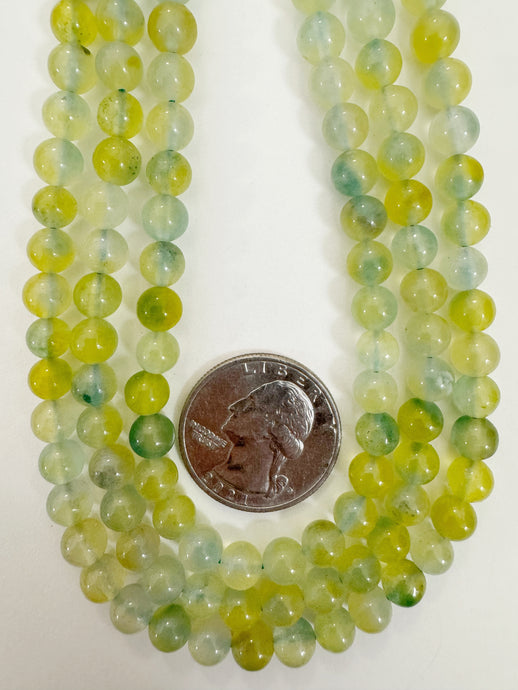 blue lemon lime green color enhanced quartz, 6mm round, 15