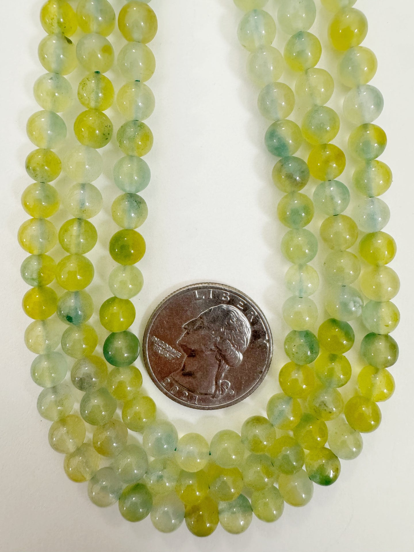 blue lemon lime green color enhanced quartz, 6mm round, 15