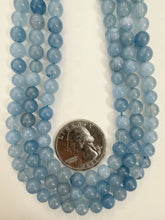 dark pale blue color enhanced angelite quartz, 6mm round, 15" strand, sold per strand