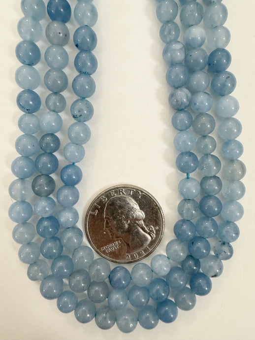 dark pale blue color enhanced angelite quartz, 6mm round, 15