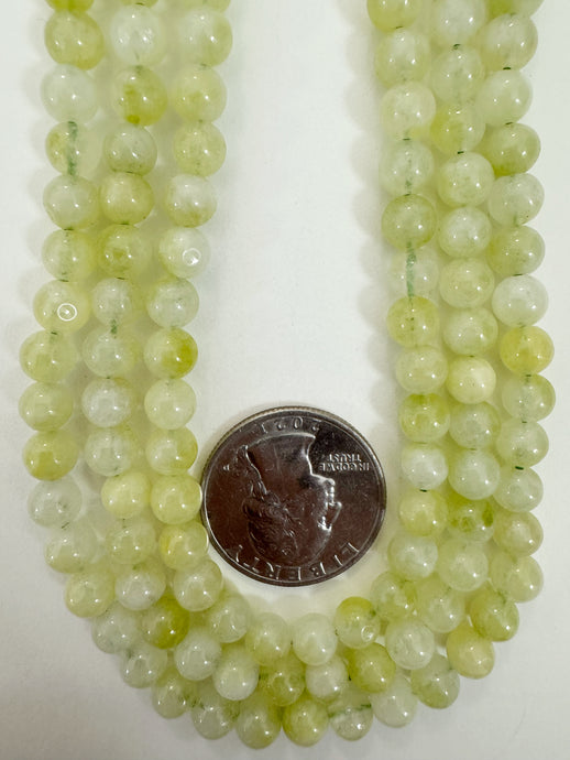 lemon lime green color enhanced quartz, 6mm round, 15