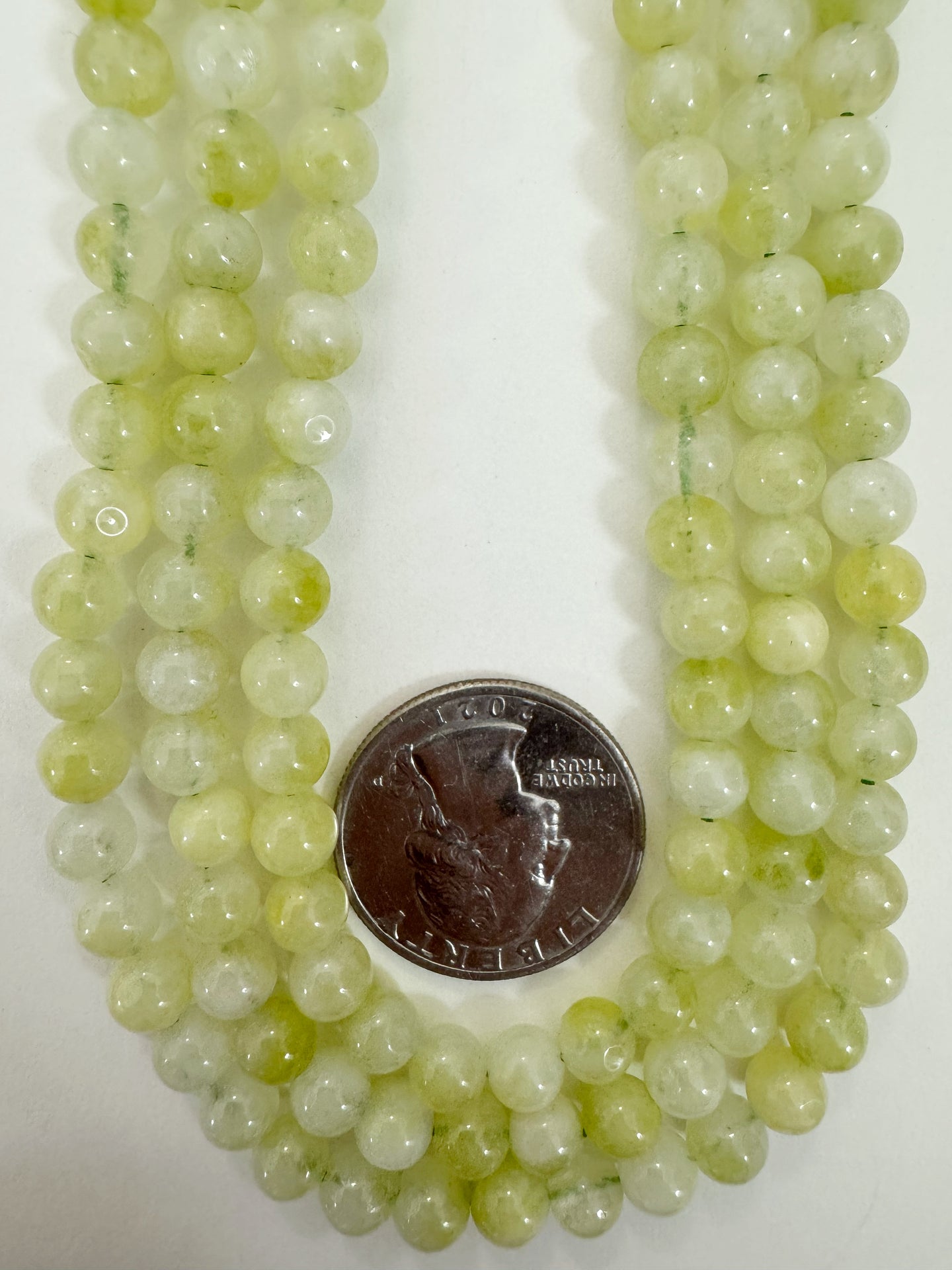 lemon lime green color enhanced quartz, 6mm round, 15
