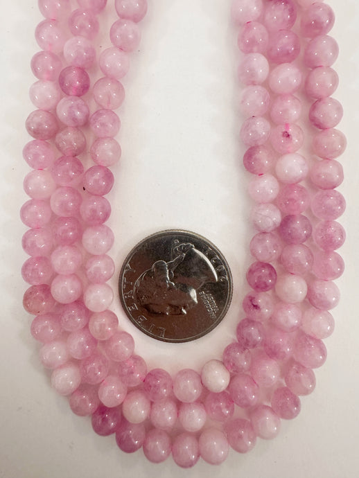 light magenta pink color enhanced quartz, 6mm round, 15