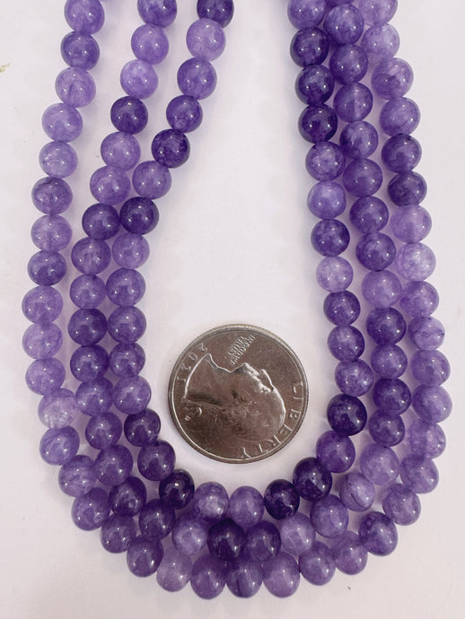 royal purple color enhanced quartz, 6mm round, 15