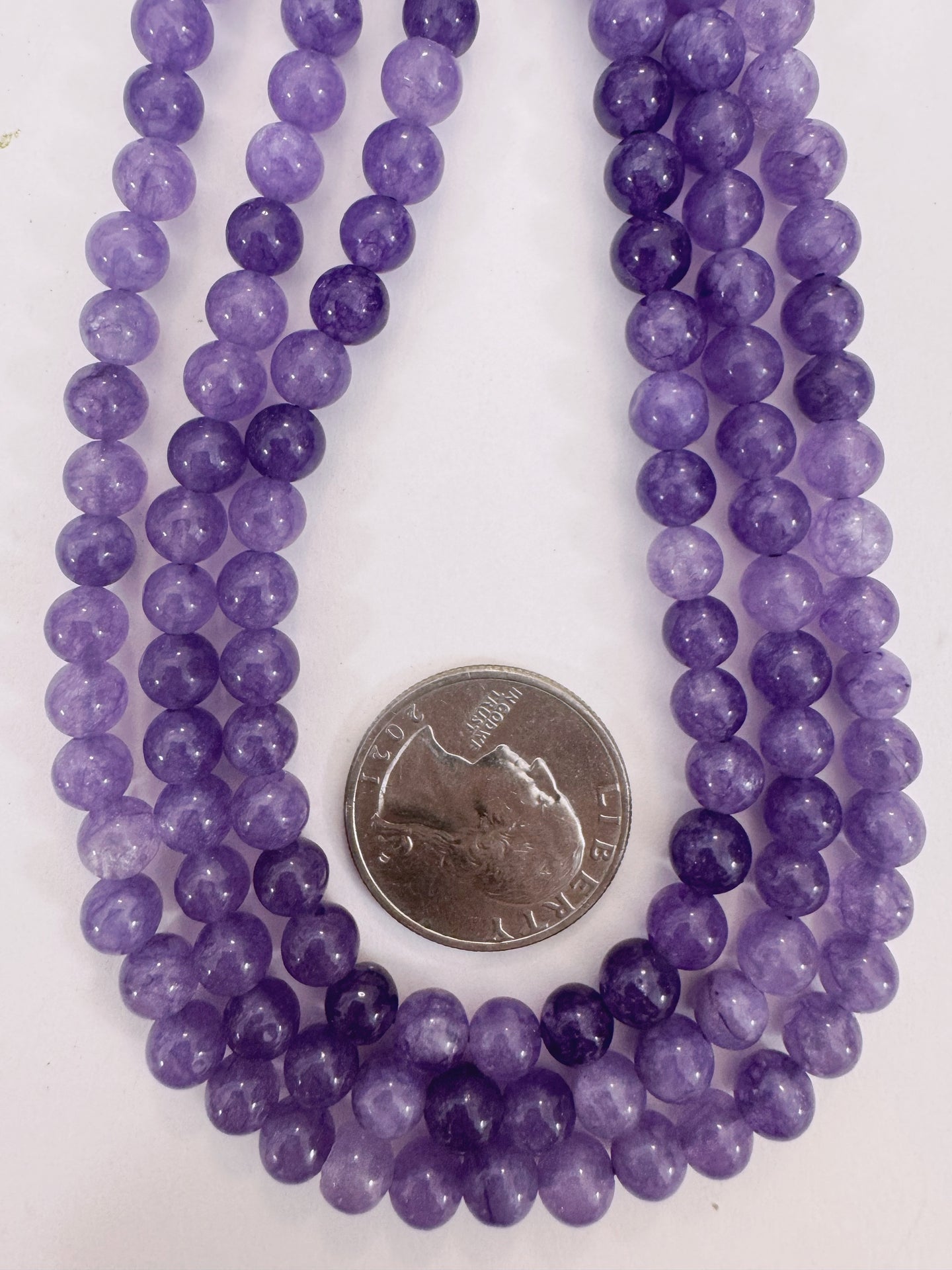 royal purple color enhanced quartz, 6mm round, 15