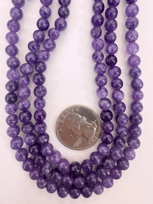 royal purple color enhanced quartz, 6mm round, 15