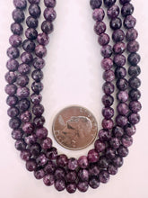 royal purple color enhanced serpentine, 6mm faceted round, 15" strand, sold per strand