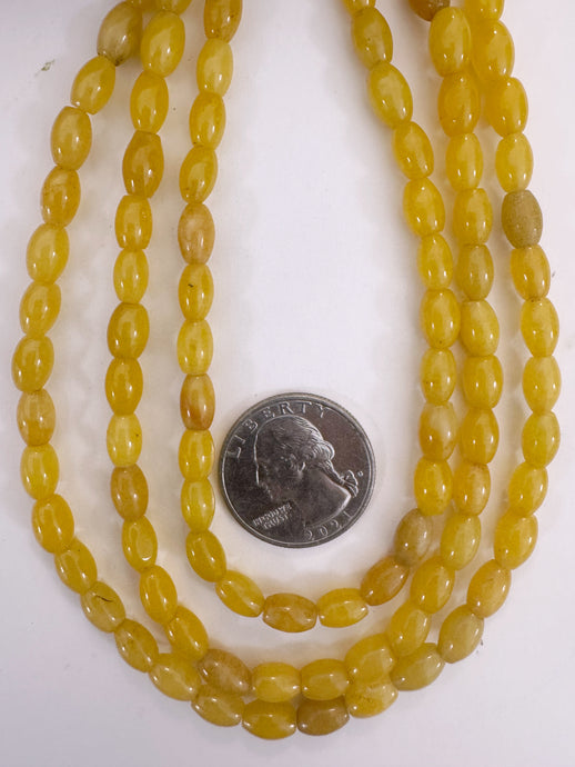 yellow jade, 9x5mm bowed rice tube, 15
