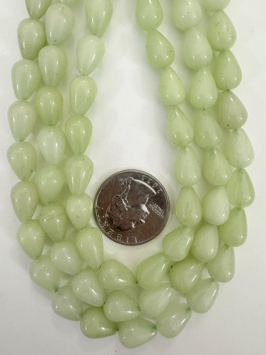 pale lime green color enhanced quartz, 12x8mm pear teardrop, 15