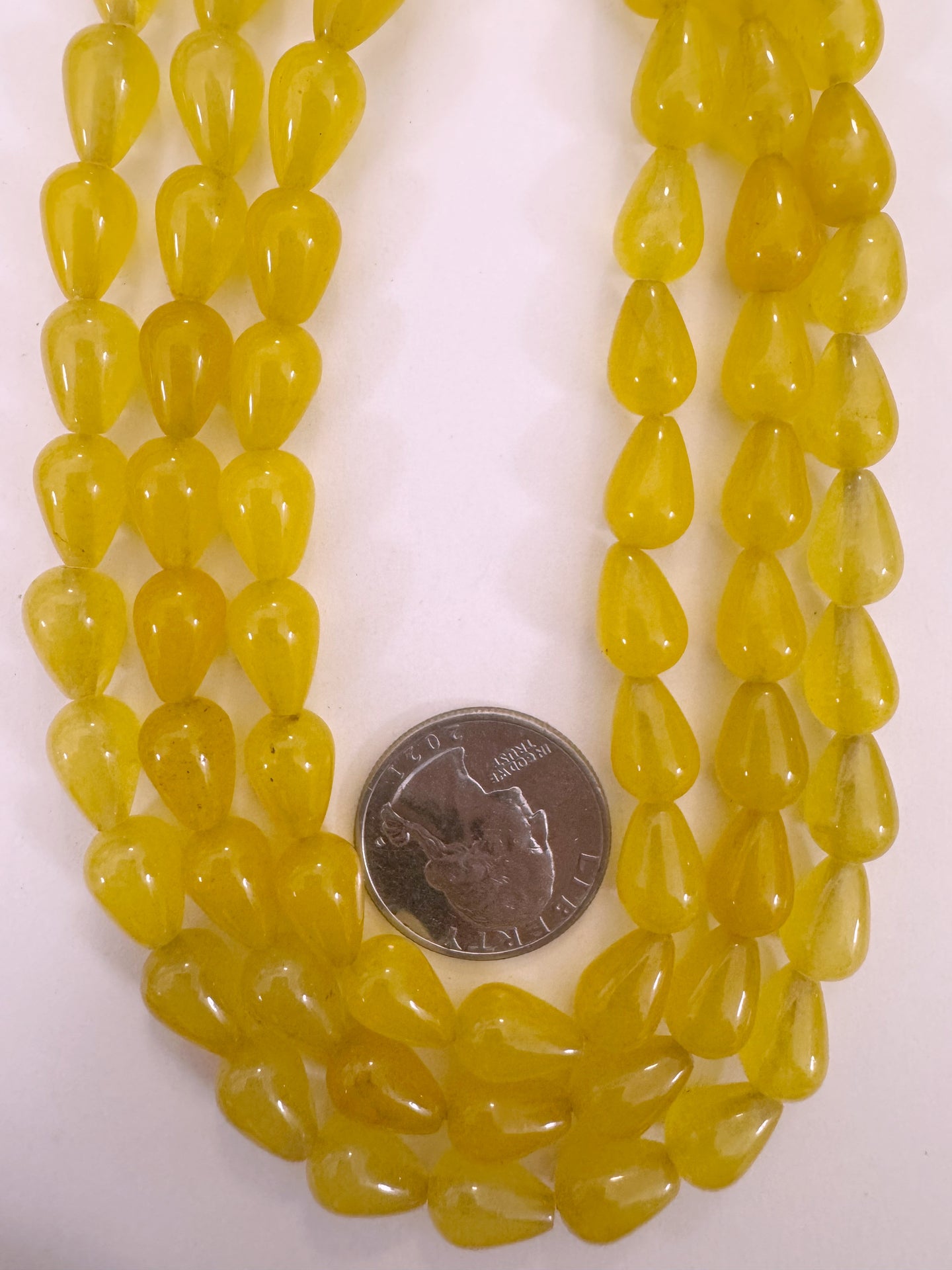 dark amber yellow color enhanced quartz, 12x8mm pear teardrop, 15