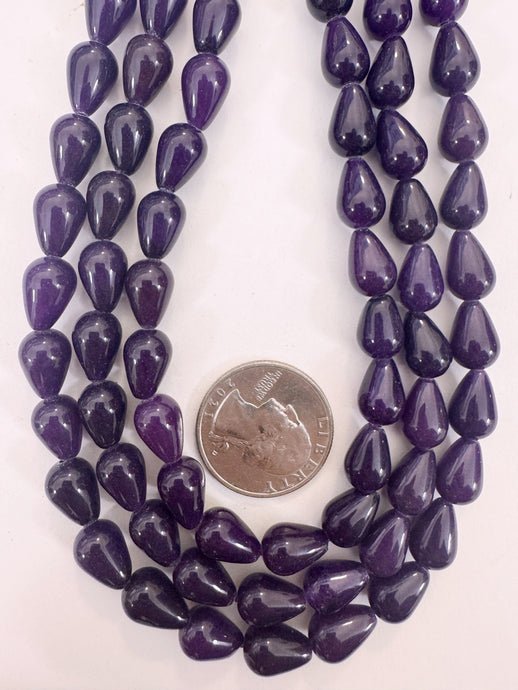 dark royal purple color enhanced quartz, 12x8mm pear teardrop, 15