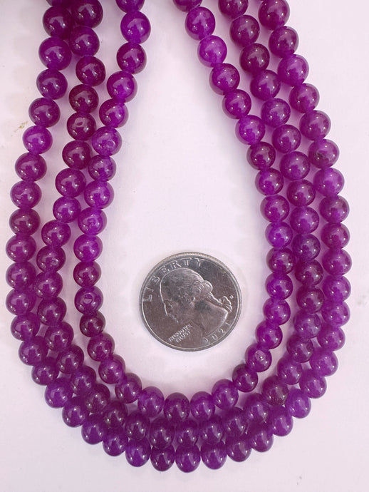 electric grape purple enhanced quartz, 6mm round, 15