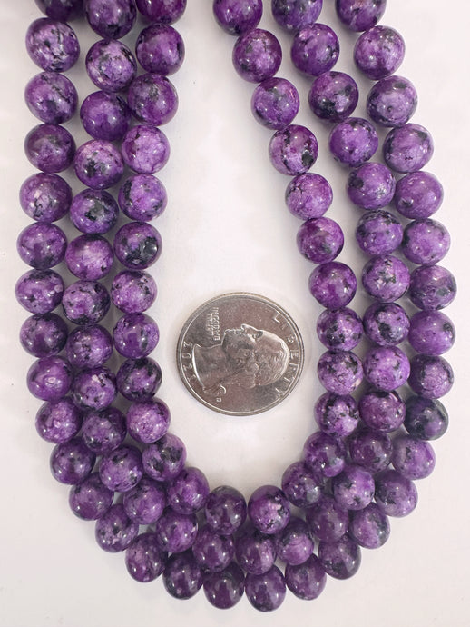 dark grape purple color enhanced serpentine, 8mm round, 15