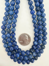 dark blueberry blue color enhanced serpentine, 8mm round, 15" strand, sold per strand