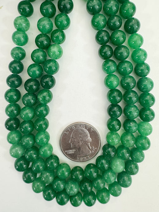 mixed tone emerald green color enhanced quartz, 8mm round, 15