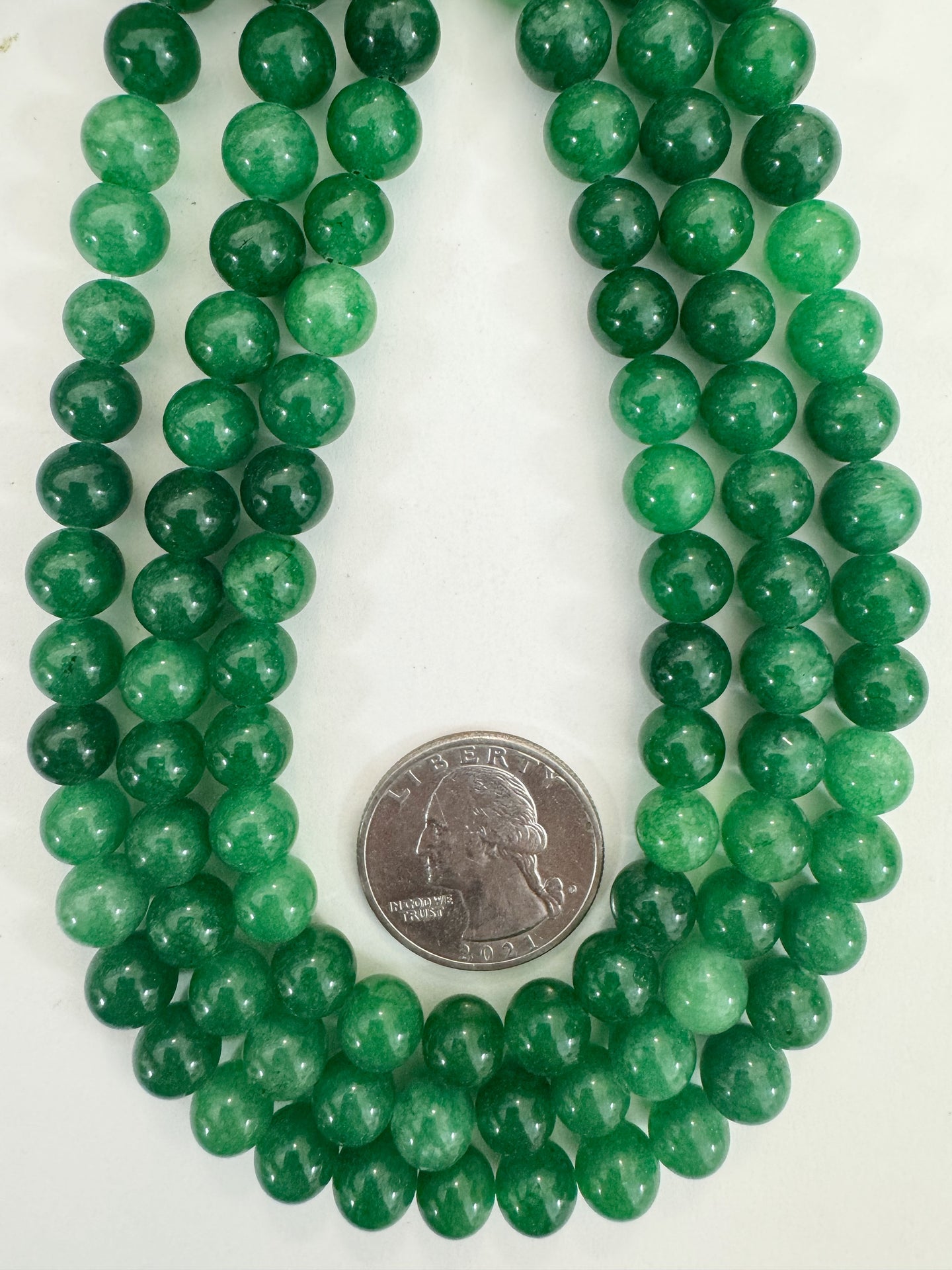 mixed tone emerald green color enhanced quartz, 8mm round, 15