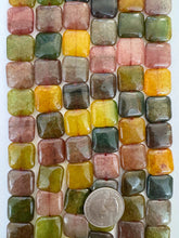 color enhanced aventurine: watermelon, 16x16x6mm square, 15" strand, SOLD PER STRAND
