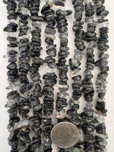 black rutilated quartz, 10mm mixed chips, 15" strand, SOLD PER STRAND