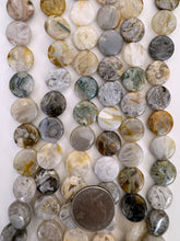 bamboo leaf jasper, 14x14x5mm coin, 15" strand, SOLD PER STRAND