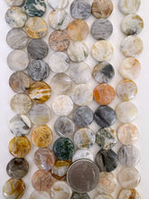 bamboo leaf jasper, 16x16x6mm coin, 15" strand, SOLD PER STRAND