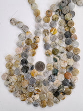 bamboo leaf jasper, 16x16x6mm coin, 15" strand, SOLD PER STRAND
