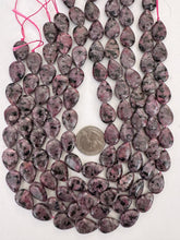 color enhanced black labradorite: magenta, 17x13x6mm pear teardrop, 15" strand,  SOLD PER STRAND