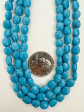 sky blue swirl, vintage look glass, 8x7x4mm oval, 13" strand, sold per strand