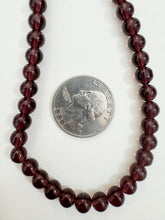 dark red purple, vintage look glass, 6mm round, 15" strand, sold per strand
