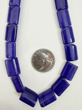 dark blue purple color enhanced quartz, 16x12x6mm rectangle, 15" strand, sold per strand, surface wear