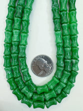 bright emerald green color enhanced quartz, 12x8mm concave tube, 15" strand, sold per strand