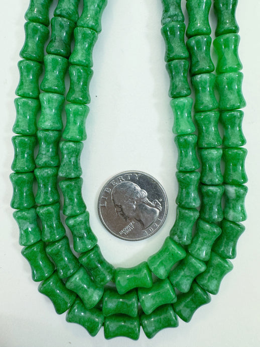 bright emerald green color enhanced quartz, 12x8mm concave tube, 15