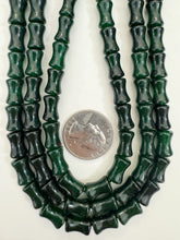 dark emerald green color enhanced quartz, 12x8mm concave tube, 15" strand, sold per strand