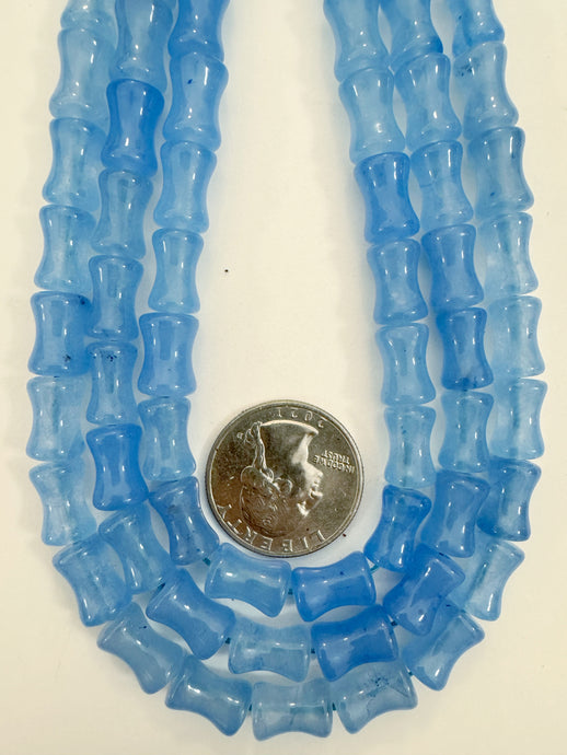 pale bright blue color enhanced quartz, 12x8mm concave tube, 15